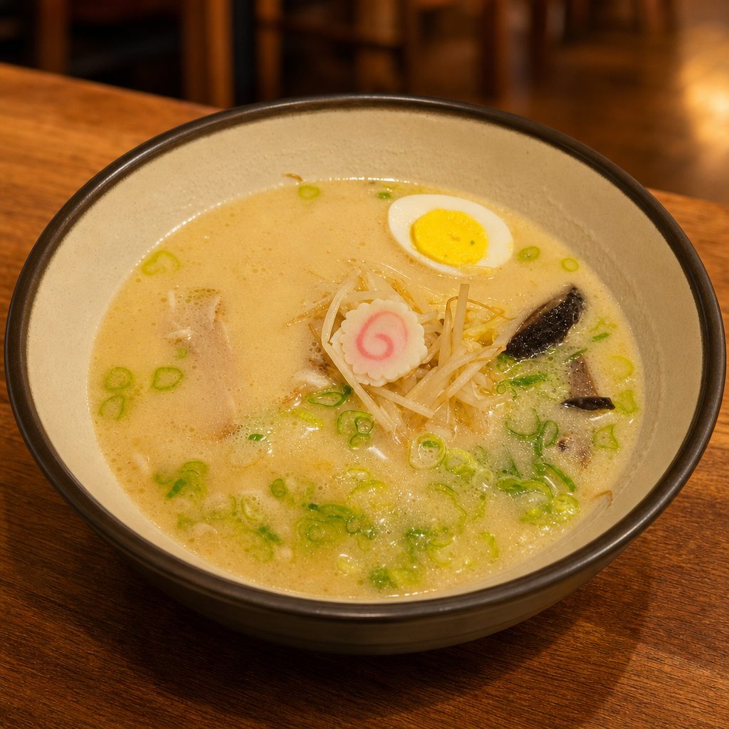 (L) Tonkotsu Ramen.